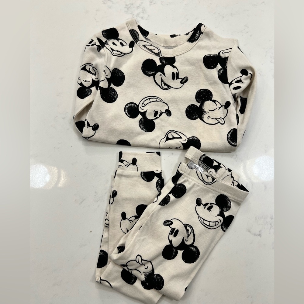 GAP Kids Mickey Mouse Pajama Set - White and Black - Picture 2 of 4